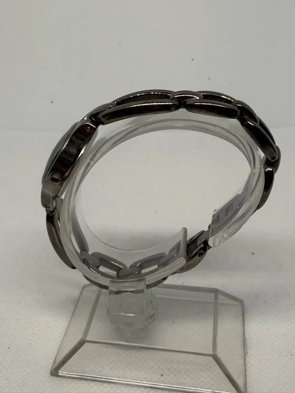 Fossil F2 Ladies Watch Gunmetal Gray Bracelet Lavender Purple Dial ES-9014
